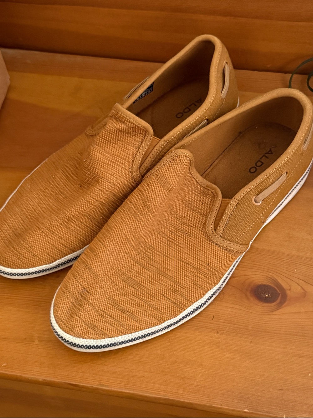 ALDO Men's Slip-On Loafers in Tan Brown Canvas